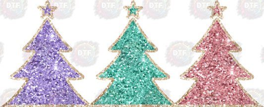 Free Glitter Pastel Christmas Trees